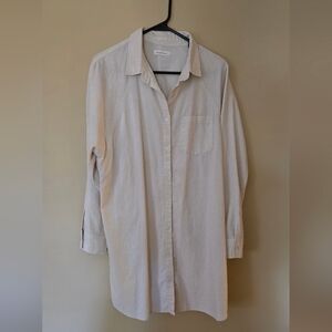Neuflora Linen Blend Button-Up Shirtdress